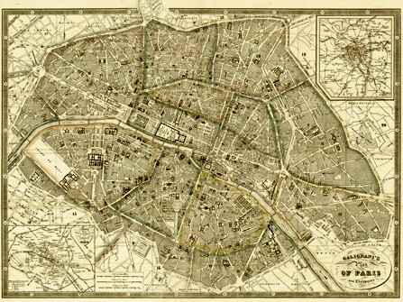 Quadro mappa parigi 1865 - di,