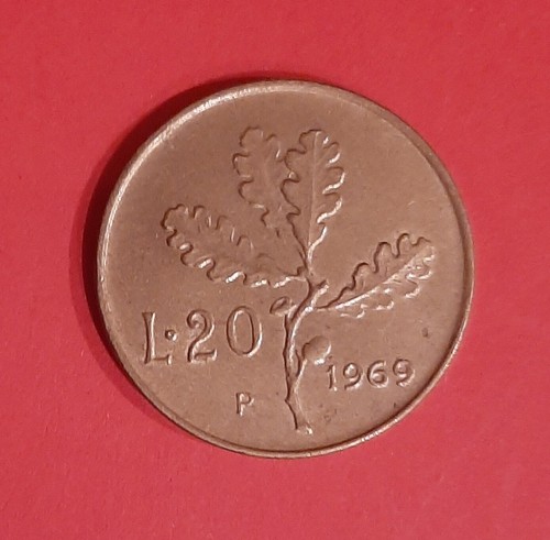 Moneta italia lire quercia - moneta, 20