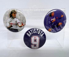 3 SPILLE PINS 32mm ⚽ GABRIEL OMAR BATISTUTA ⚽ FIORENTINA 🟣