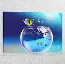 Nel blu QUADRO 70X50 STAMPATO SU TELA ARREDO CASA ACQUARIO PESCI MARE ANIMALI