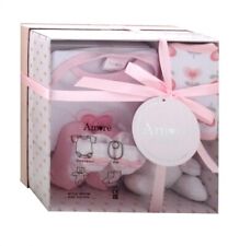 SET REGALO NEONATA BAMBINA IN SCATOLA VESTITI ROSA E ORSACCHIOTTO BAMBINE 0-3 MESI