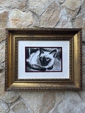 Quadro -Gatto Siamese- dipinto su carta