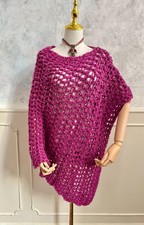 Poncho scialle viola grosso