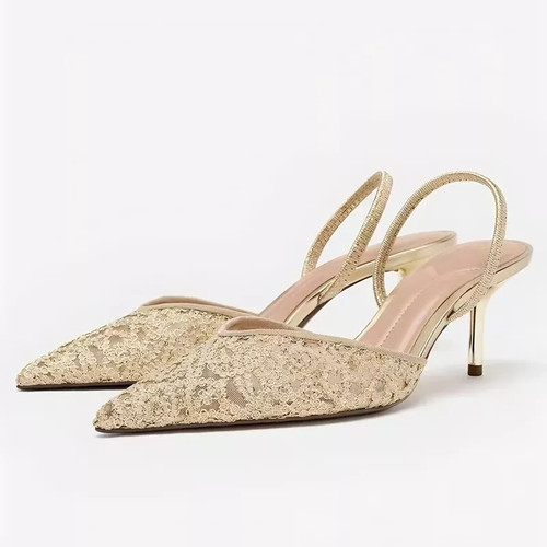 Decolte donna oro pizzo - donna, tacco