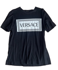 Versace T-SHIRT '90S VINTAGE LOGO black/white women S 