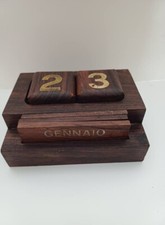 Antico calendario da tavolo in legno vintage - ottimo