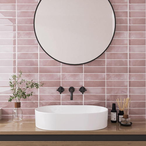 Piastrelle backsplash rosa - piastrelle,