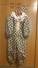 VESTITO CARNEVALE ARLECCHINO Con Cappello BABY 4/5 Anni da SPALLA a TERRA 93 CM 