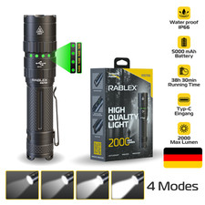 RABLEX 2000 Lumen 5000 mAh Ricaricabile, Torcia LED Super Luminosa