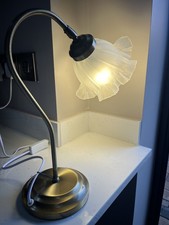 Lampada da tavolo vintage Ikea Kuplett Tulip 1995 vetro smerigliato ottone metallo regolabile