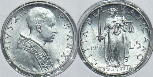 Vaticano 1953 lire 299007 - vaticano, 5