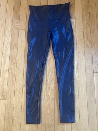 Leggings spanx ecopelle blu - ecopelle,