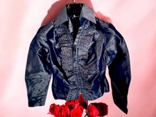 Camicia donna Blu lucido con pizzo frontale