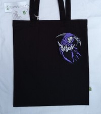 Borsa tote nera PURPLE GRIM REAPER scheletro morte teschio motociclista metallo shopping regalo