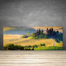 Paraschizzi da Cucina 125x50 Vetro Temperato Campo Alberi Paesaggio Decorazione