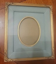 Cornice portafoto vintage danese in ottone - ovale in velluto verde