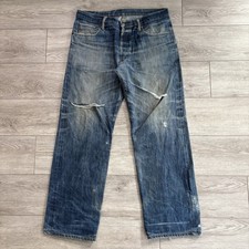 Jeans Vintage Levis Big Buffalo Selvedge Redline Button Fly 34x31 LVC Big E riparati