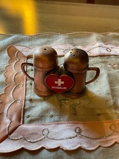 PORTA SALE E PEPE ANTICO IN BRONZO CHIUSURA CON CALAMITA CUORE SVIZZERA