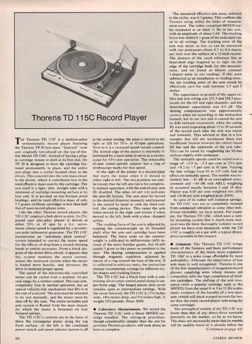 Thorens 115c turntable - -, td