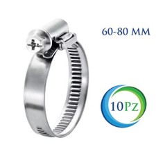 KIT 10 FASCETTE A VITE SERRAGGIO STRINGITUBO 60-80 MM IN ACCIAO ZINCATO