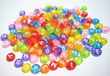 100pz misti Alfabeto / lettere di perline 7x3,5mm trasparente colori vari bijoux