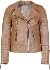Giacca donna beige biker vera