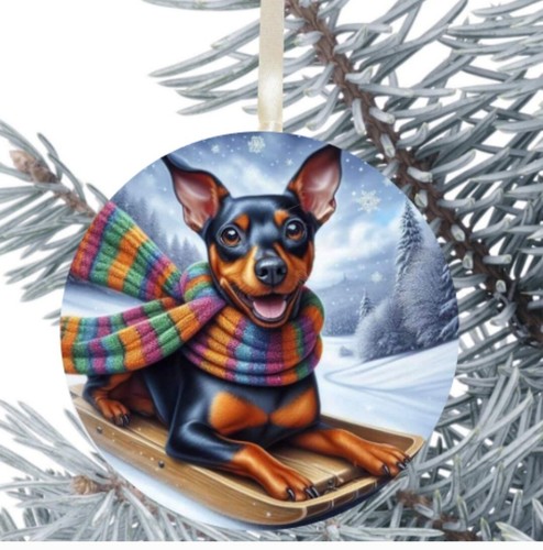 Pinscher dog hanging bauble - pinscher,