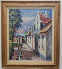 N.: 1052 dipinto olio opera d'arte cornice quadro pittura oil painting città paesaggio