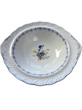 Ciotola Verdure Vintage Nikko Japan Peonia Blu 11” Ceramica Manico Tondo