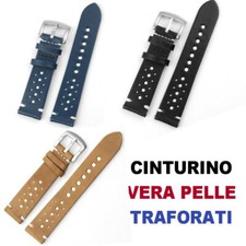 ❤️ CINTURINO VERA PELLE BLU NERO BEIGE TRAFORATO 18mm 20mm 22mm 24mm ❤️