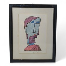 QUADRO DISEGNO A COLORI 'RITRATTO'- ALDO NERI 1997 TECNICA MISTA SU CARTONCINO
