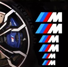 6x Adesivi Pinza Freno BMW M Sport Emblema Colore Bianco 37mm/14mm