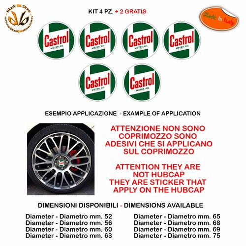 Adesivi coprimozzo castrol old