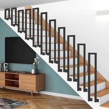 Corrimano a forma di U per scale, montaggio laterale, h. 75 cm nero - set da 5