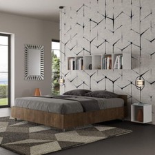 Letto legno matrimoniale NUAMO 160x190 con o senza contenitore finitura noce