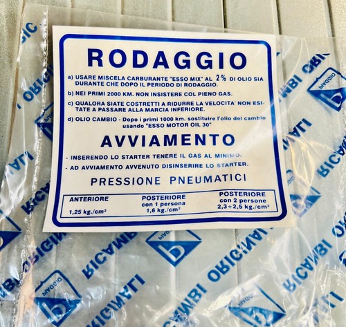 Targhetta blu rodaggio piaggio - blu,