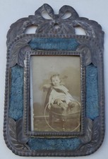 CORNICE LIBERTY CELESSATA METALLO FOTO ANTICA VINTAGE RARA BLU BAMBINO FRAME