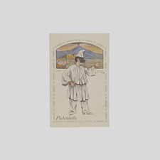 Cartolina a colori originale Pulcinella Volmar commedia dell'arte fine anni '20