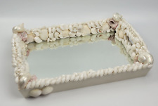 RARO VASSOIO CENTROTAVOLA Legno con Specchio e CONCHIGLIE CREAZIONE ARTIGIANALE