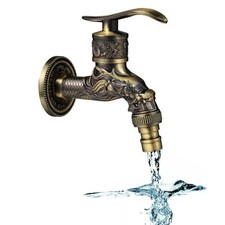 Rubinetto da Parete Vintage, in Ottone Anticato, da Giardino, per La Cucina, Il 