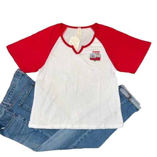 Shirt cotone ricamato happy - t-shirt,