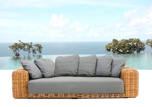 Divano salotto rattan - rattan, grigio