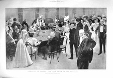 Vecchia stampa antica originale 1897 gioco d'azzardo Ostenda Club Prive Kursaal belle arti