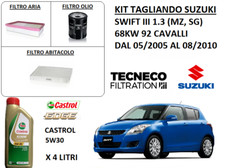 KIT TAGLIANDO FILTRI OLIO CASTROL 5W30 SUZUKI SWIFT III 1.3 GPL 68KW 92 CAVALLI