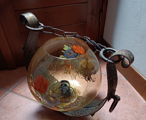 Antico lampadario rame e - in,