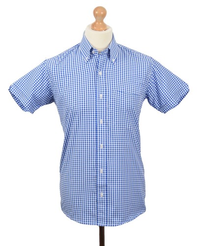 Camicia blu gingham retrò - blu,