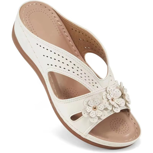 Pantofole donna fiori - , zeppa
