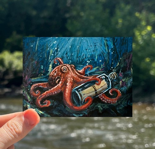 Aceo stampa polpo oceano - stampa,