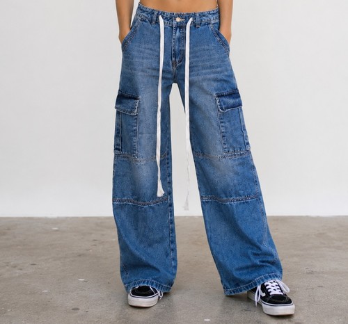 Jeans cargo y2k larghi - y2k, sidro