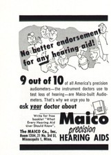 Apparecchi acustici Maico 1952: nessuna approvazione migliore pubblicità stampa d'epoca